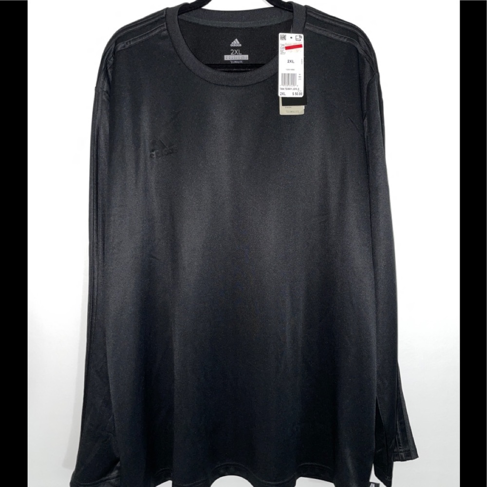 New Mens All Black Adidas Climalite Jersey 2XL